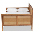 Baxton Studio Toveli Vintage French Inspired Ash Walnut Finished Wood and Synthetic Rattan Full Size Daybed