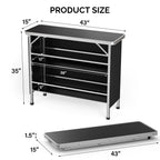 Vingli 43' Portable Bar Table, 3-Tier Shelves, Carry Bag,Mobile Bar Table For Events, Party, Camping, Picnic, Tradeshow, Outdoor & Indoor With Black Skirt(2, 43') (2) (Black-1P, 43')