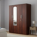 Caspian Engineered Wood Four Door Wooden Wardrobe (Streak Texture) | Furniture With Dressing Mirror | Cupboard/Almirah For Bedro