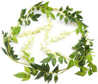 Onetoy Wisteria Garland Flower Vines Wisteria Vines Artificial Wisteria Hanging Flowers Garland - 5Pcs Total 33Ft (White)