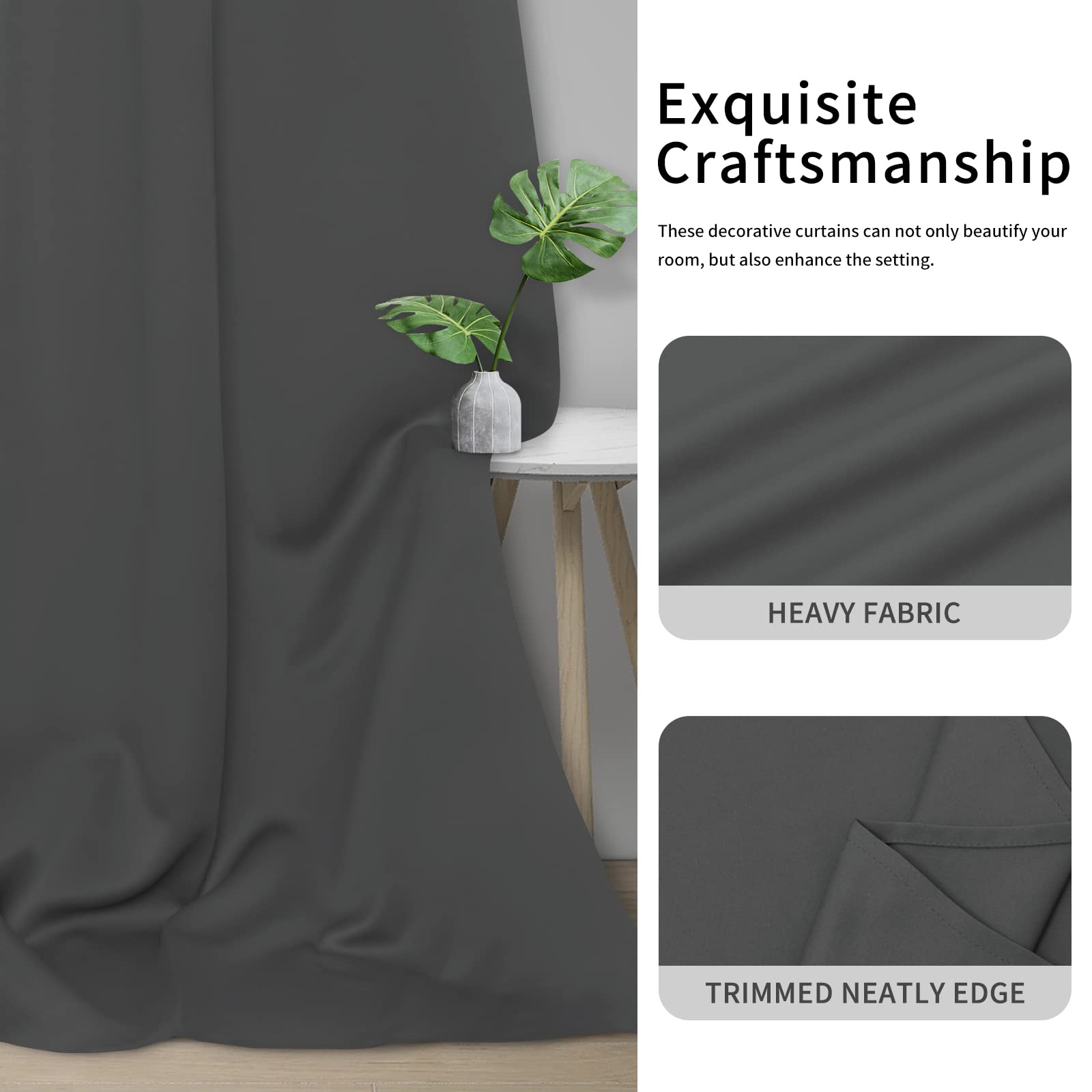 Easy-Going Blackout Door Curtains For Bedroom, Solid Thermal Insulated Grommet And Noise Reduction Window Drapes, Room Darkening Curtains For Living Room, 1 Panel (100X96 In, Gray)