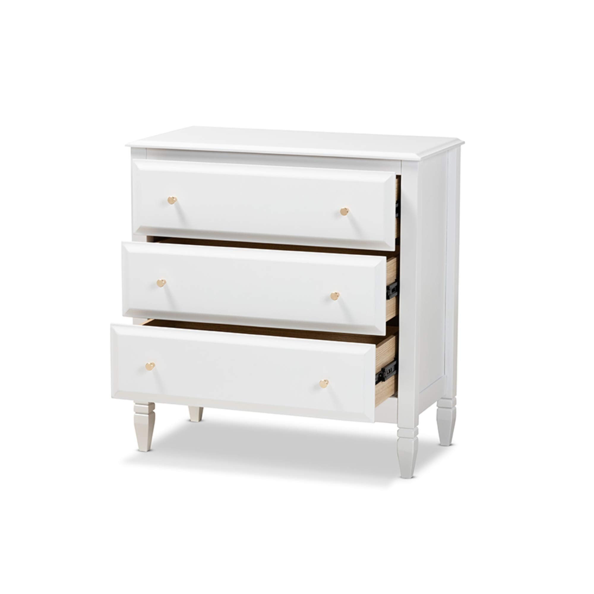 Baxton Studio Naomi Classic and Transitional White Finished Wood 3-Drawer Bedroom Chest
