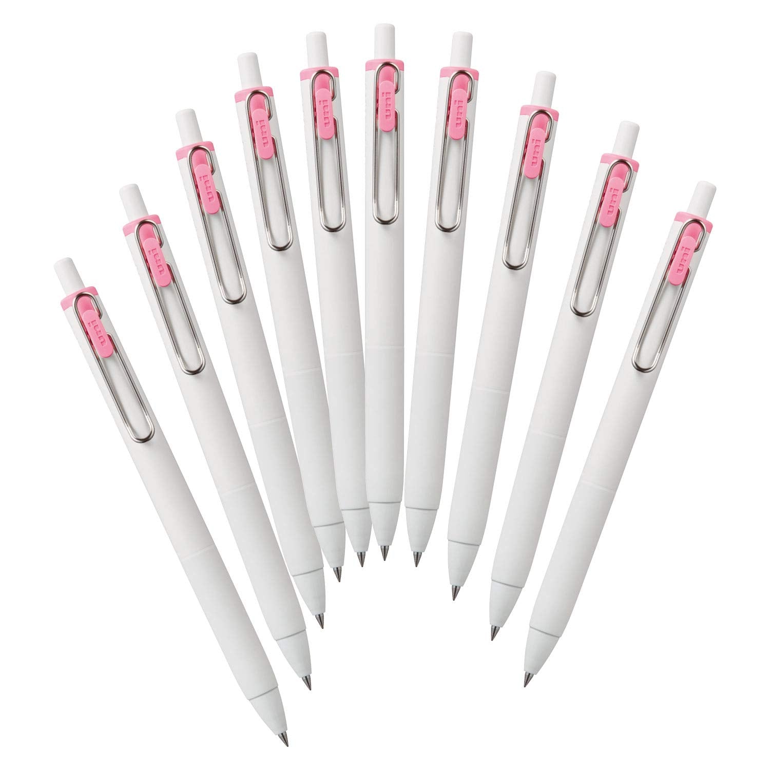 Mitsubishi Pencil Uni-Ball One Umns38.51 Gel Ballpoint Pen, 0.01 Inches (0.38 Mm), Light Pink, 10 Pieces