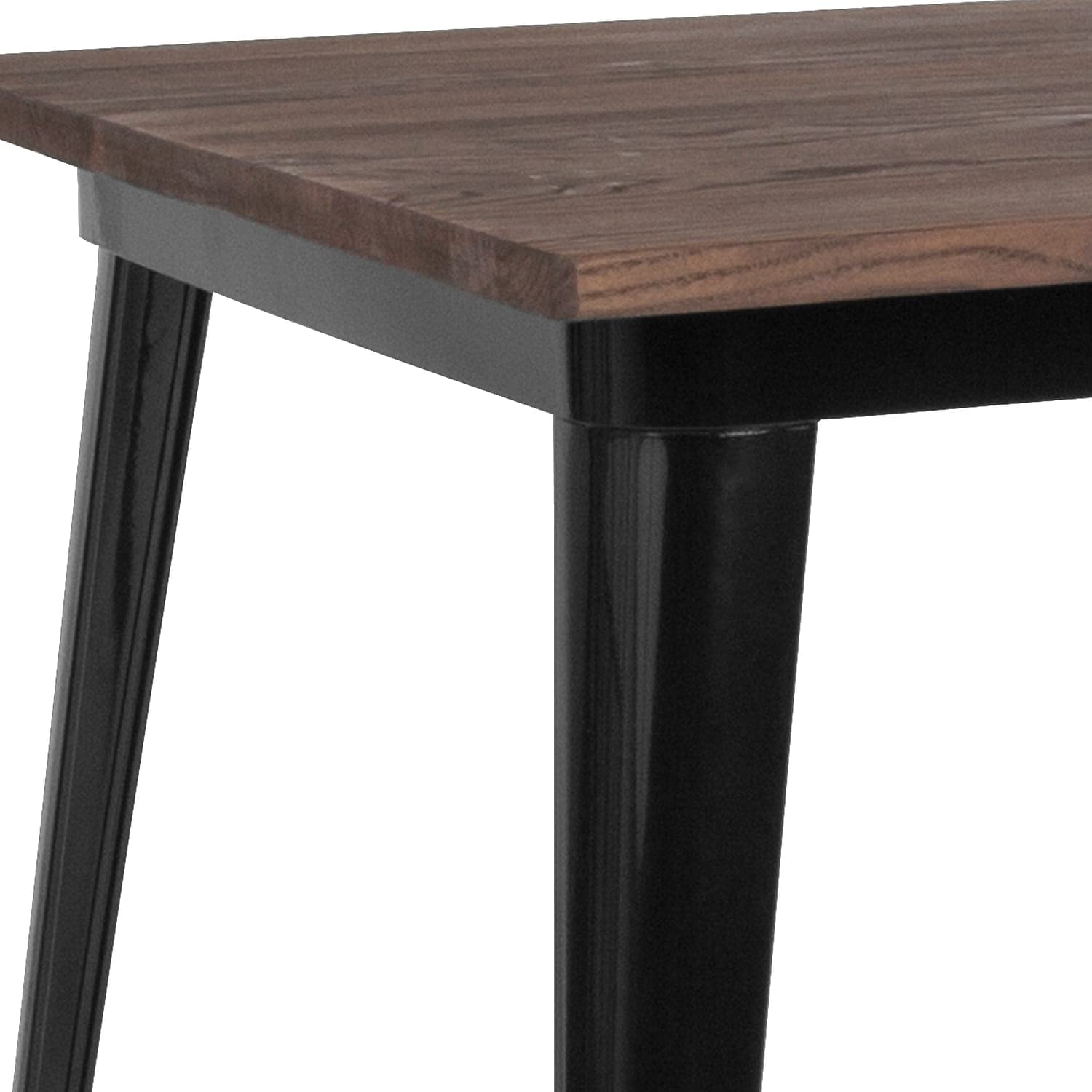 Flash Furniture Nolan 31.5&quot; Square Black Metal Indoor Bar Height Table With Walnut Rustic Wood Top
