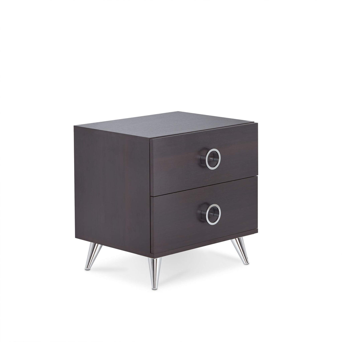 HomeRoots 20&quot; Silver and Espresso End Table with Two Drawers