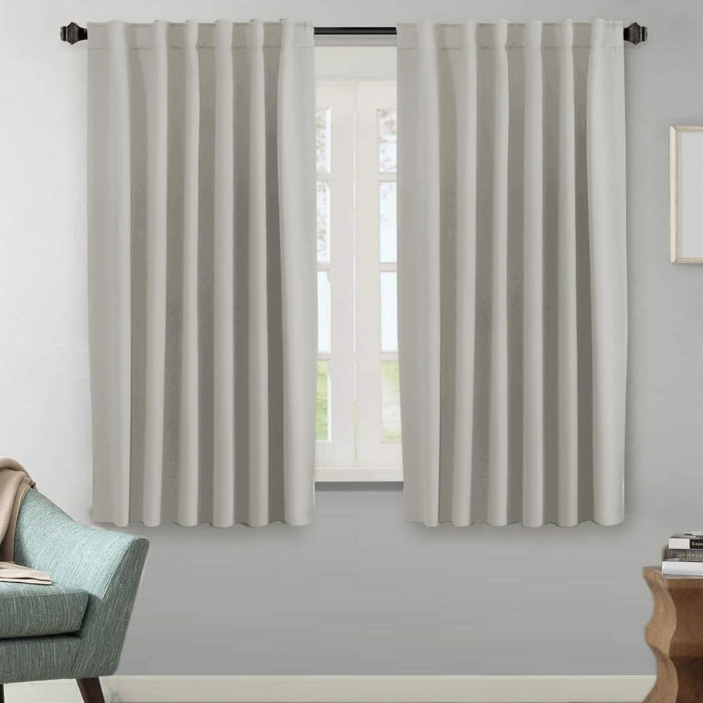 H.Versailtex Blackout Curtains Thermal Insulated Window Treatment Panels Room Darkening Blackout Drapes For Living Room Back Tab/Rod Pocket Bedroom Draperies (2 Panels, Pale Oak, 52 X 63 Inch)
