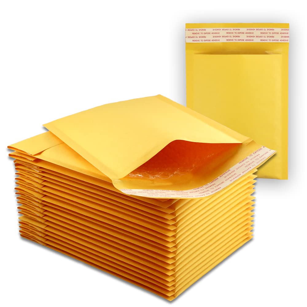 20 Ecoswift Size #0 7.5 X 10 Kraft Bubble Mailers Self Sealing Bulk Padded Shipping Supplies Packaging Envelopes Bags Dvd 7.5 In