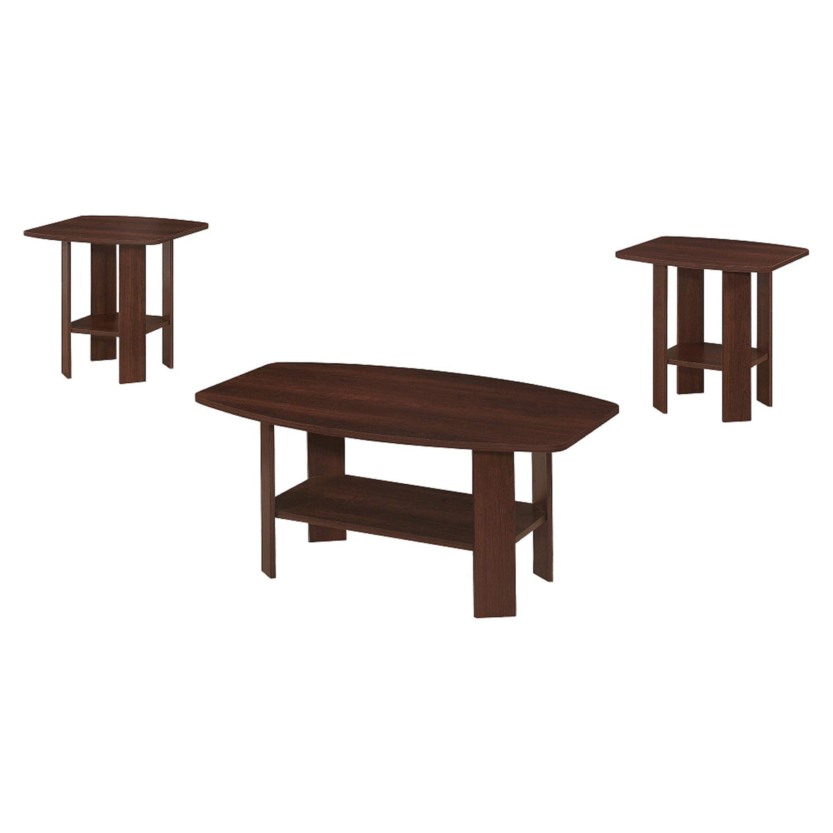 Contemporary Home Living Set of 3 Brown Cherry Wood Tables 35.5"