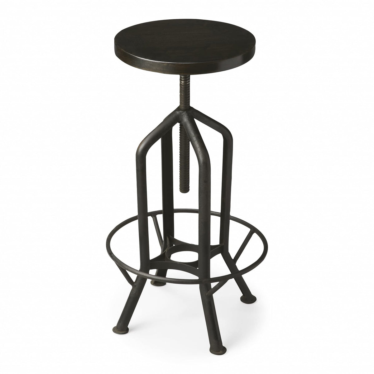 HomeRoots Black Iron, Mango Wood Solids Metalworks Revolving Bar Stool