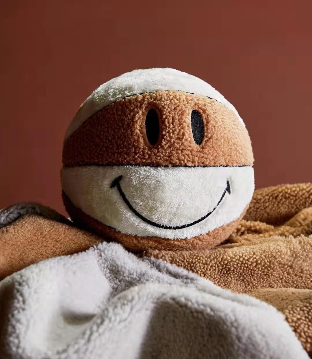 Blwhzfi 11.8 Inch Simple Like-Smile Face Basketball Like-Smile Face Pillow Plush Gift Funny Expression Children'S Room Decoratio