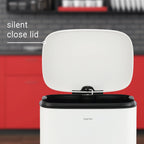 Happimess Hpm1011C Curtis 8-Gallon Step-Open Trash Can With Soft-Close Lid, Modern, Minimalistic, Fingerprint Proof For Home, Ki