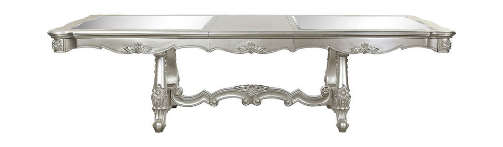 Acme Bently Wooden Double Pedestal Dining Table in Champagne Gold