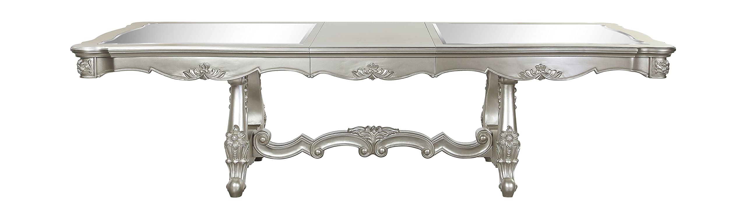 Acme Bently Wooden Double Pedestal Dining Table in Champagne Gold