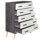 Better Home Products Eli Mid-Century Modern 5 Drawer Chest Charcoal Oak & Silver Oak
