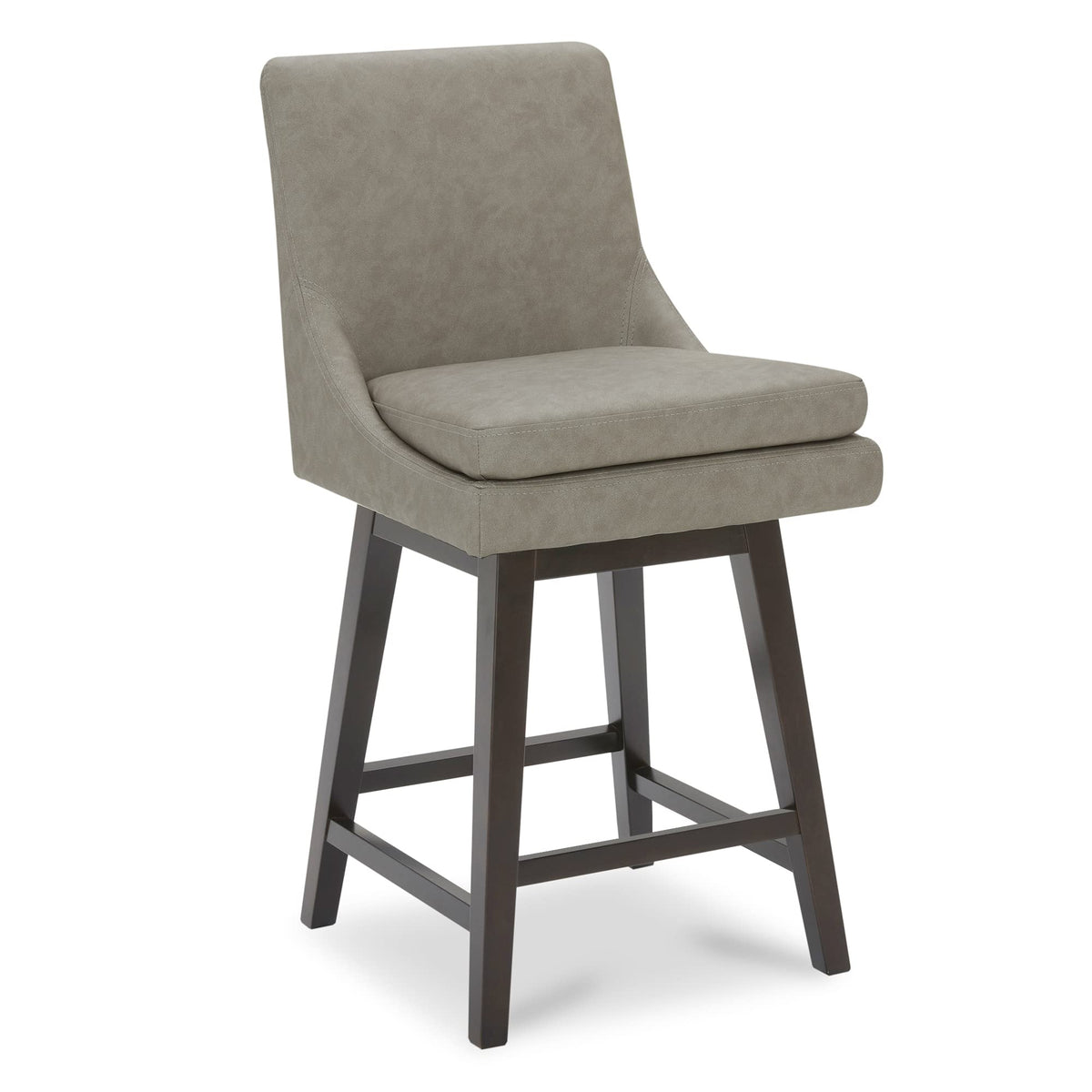 Chita Counter Height Swivel Barstool, Fsc Certified Upholstered Bar Stool, 26.8' H Seat Height, Pu Leather In Stone Gray