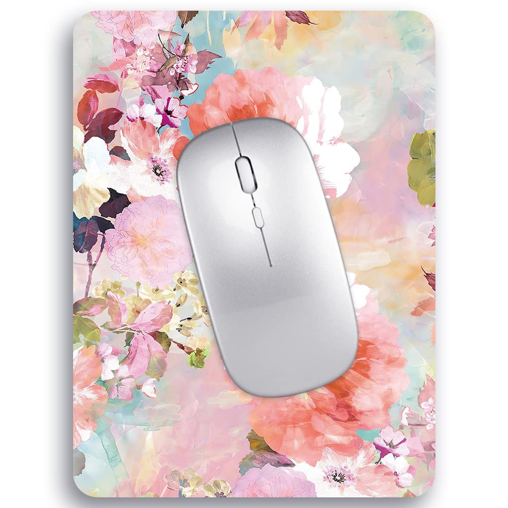 Small Mouse Pad 6 X 8 Inch, Audimi Mini Mouse Pad Thick For Laptop Wireless Mouse Home Office Travel, Portable & Washable (Flowe