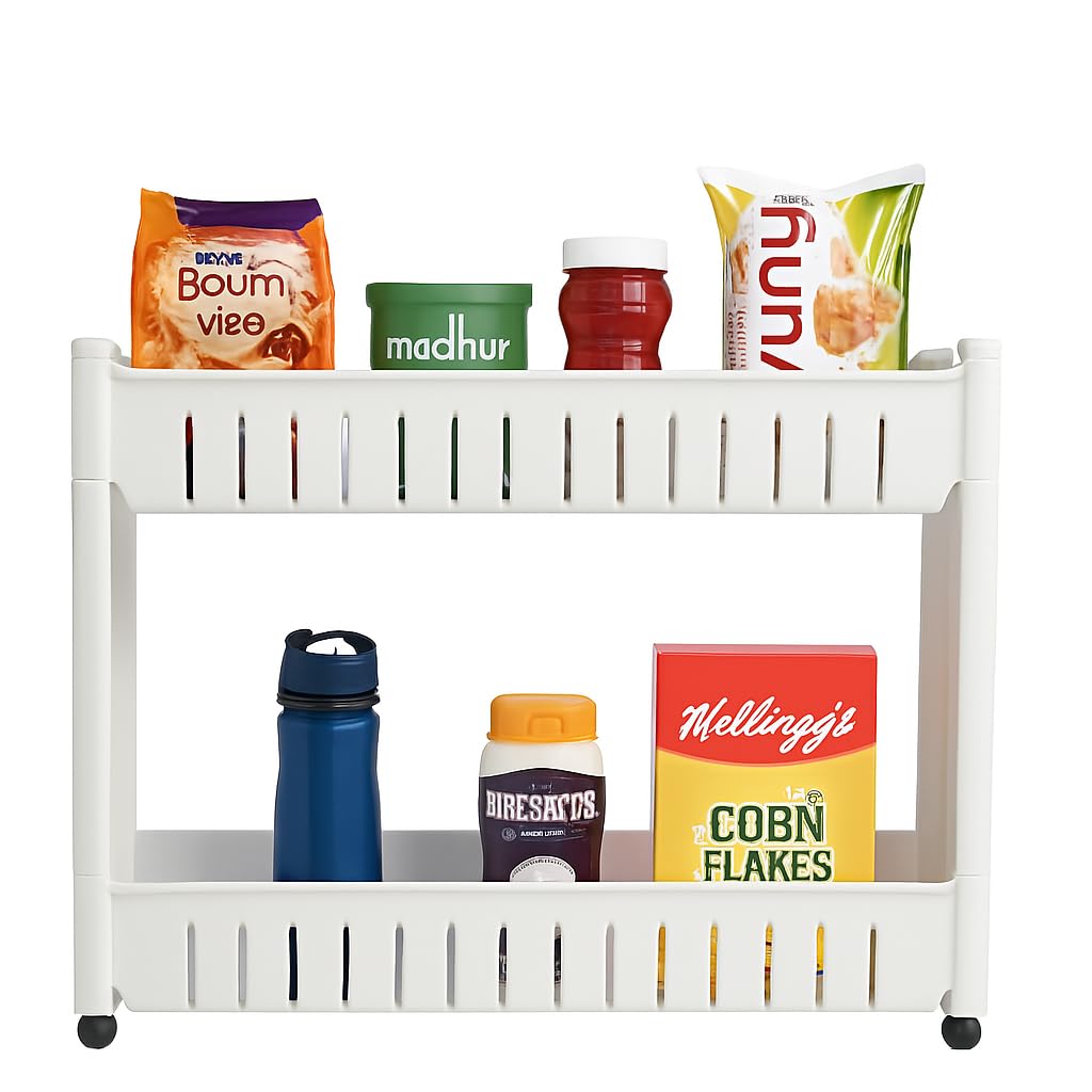 Attro Slim Rack 2 Layer Rack Made With Heavy Plastic Material Lightweight, Foldable And Portable Simple Assembly Comes With Mova