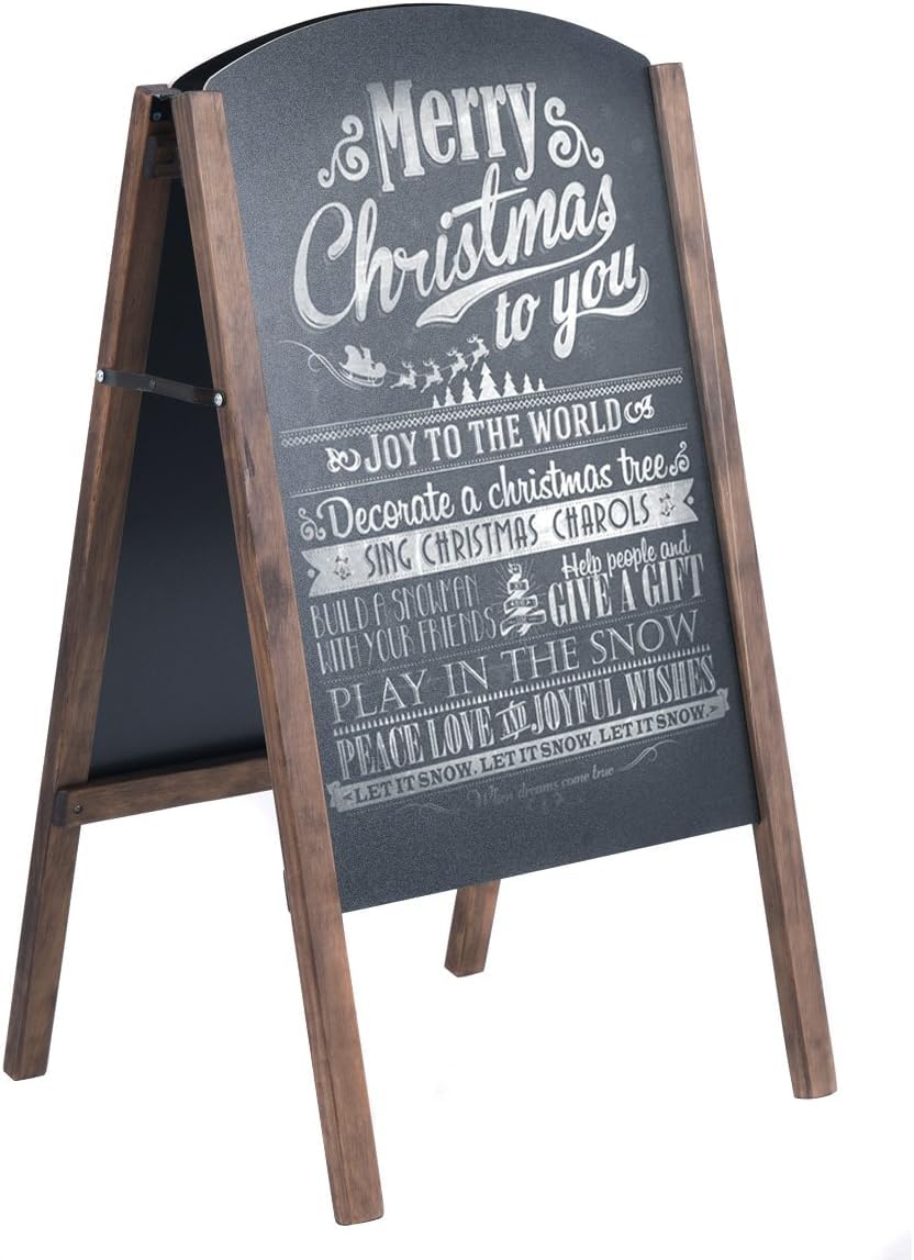Goflame A-Frame Chalkboard 18 X 31.5', Standing Sidewalk Easel Double-Sided, Wooden Folding Chalkboard Sandwich Sign For Office