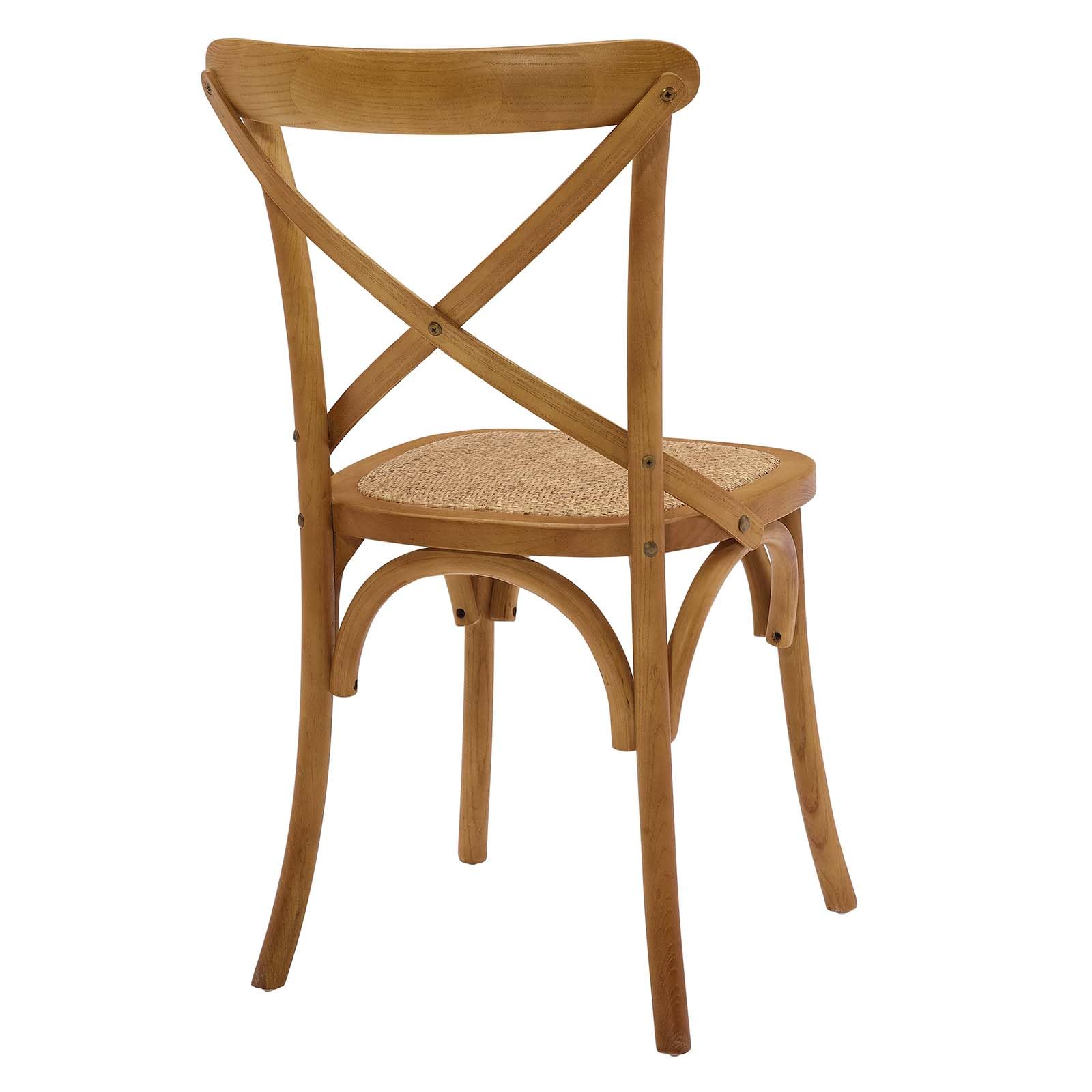 Modway Gear Rustic Modern Farmhouse Elm Wood Rattan Dining Chair In Walnut