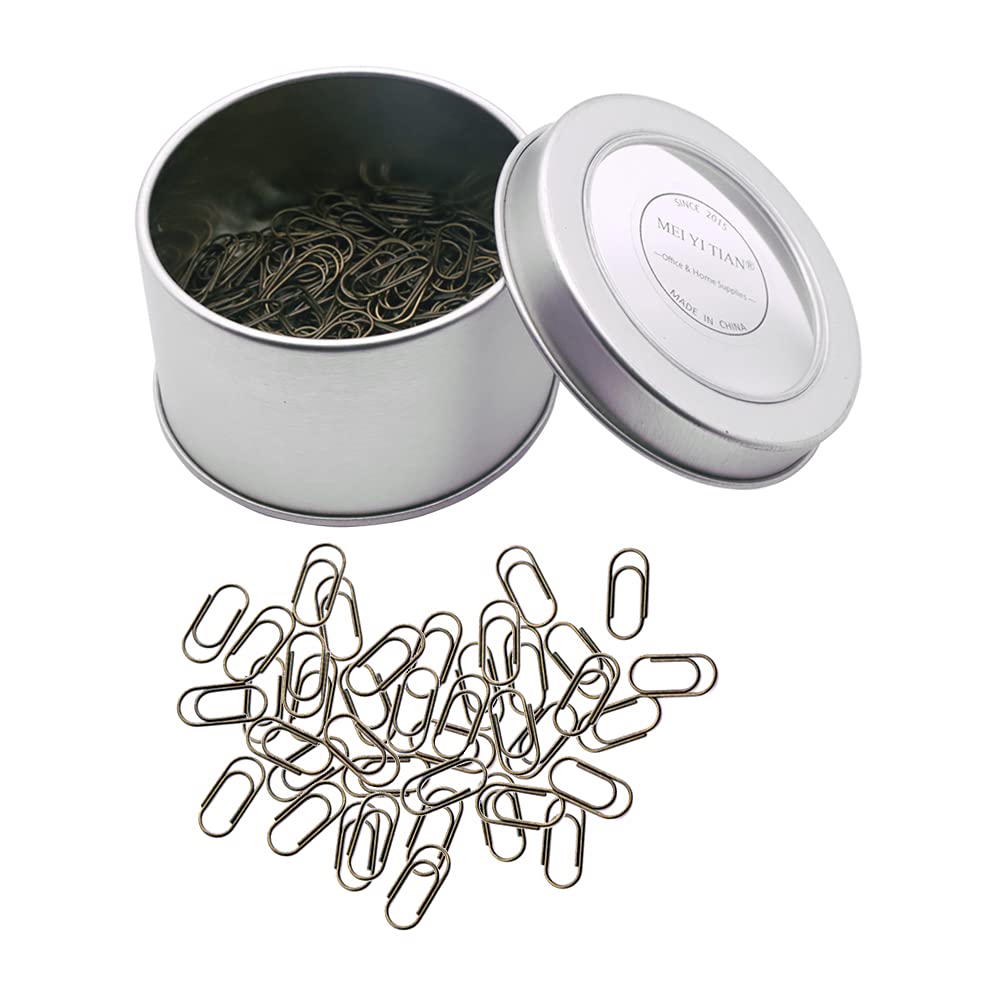 200 Fat Mini Paper Clip Super Cute Tiny Paperclips 3/5 Inch Bronze Copper Steel Clips In Silver Tinplate Paper Clips Holder For
