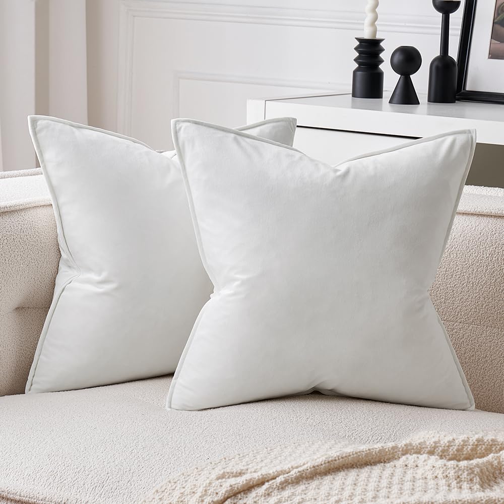Miulee Pack Of 2 Decorative Velvet Throw Pillow Cover Soft Pillowcase Solid Square Cushion Case For Sofa Bedroom Car 20X20 Inch
