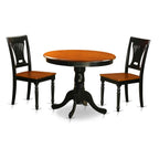 East West Furniture ANPL3-BLK-W 3 Piece Dining Room Furniture Set Contains a Round Kitchen Table with Pedestal and 2 Dining Chairs, 36x36 Inch, Black & Cherry