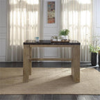 Acme Charnell Marble Top Counter Heigh Table with Storage Base in Black and Oak