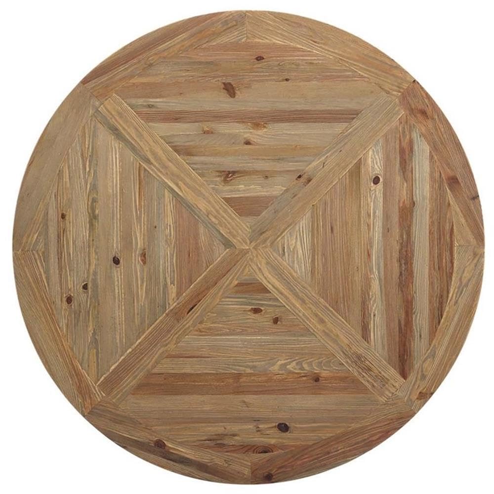 Modway Stitch 47&quot; Rustic Farmhouse Wood Round Kitchen and Dining Room Table in Brown