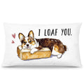Monalet Funny Corgi Dog Valentine Throw Pillow Cover 12X20 Gifts For Corgi Lovers, I Loaf You I Love You Decor Pillow Case For B