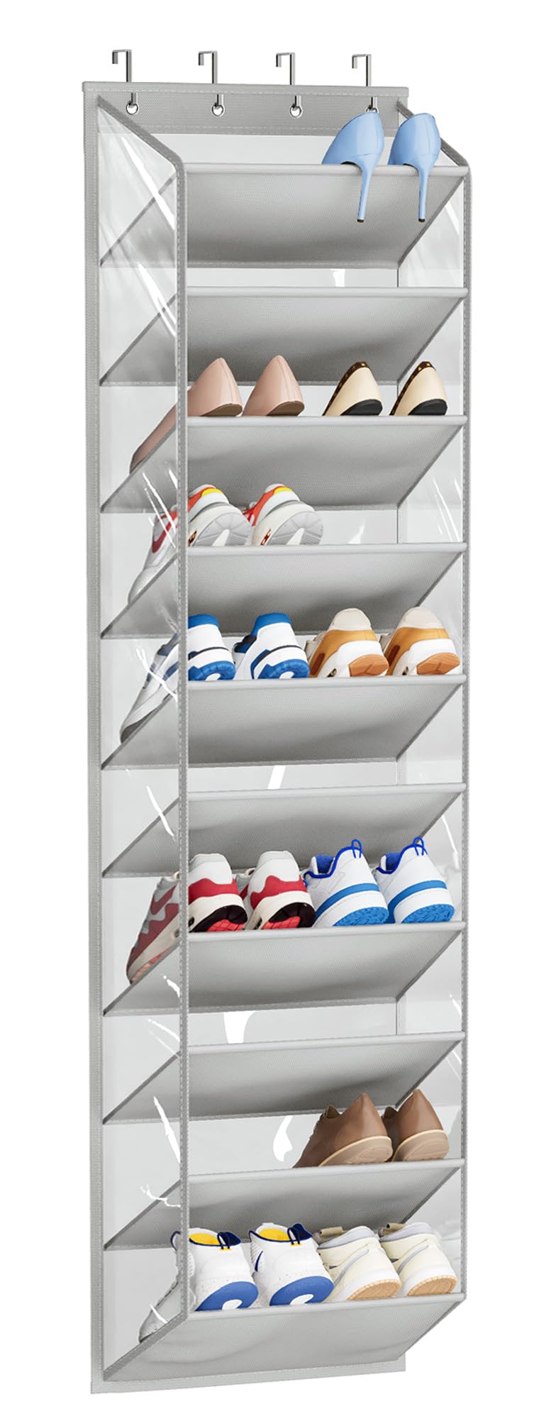 SLEEPING LAMB 10 Tiers Over The Door Shoe Organizer with Clear Deep Pockets, Hanging Shoe Rack for Door Storage 20 Pairs Sneaker
