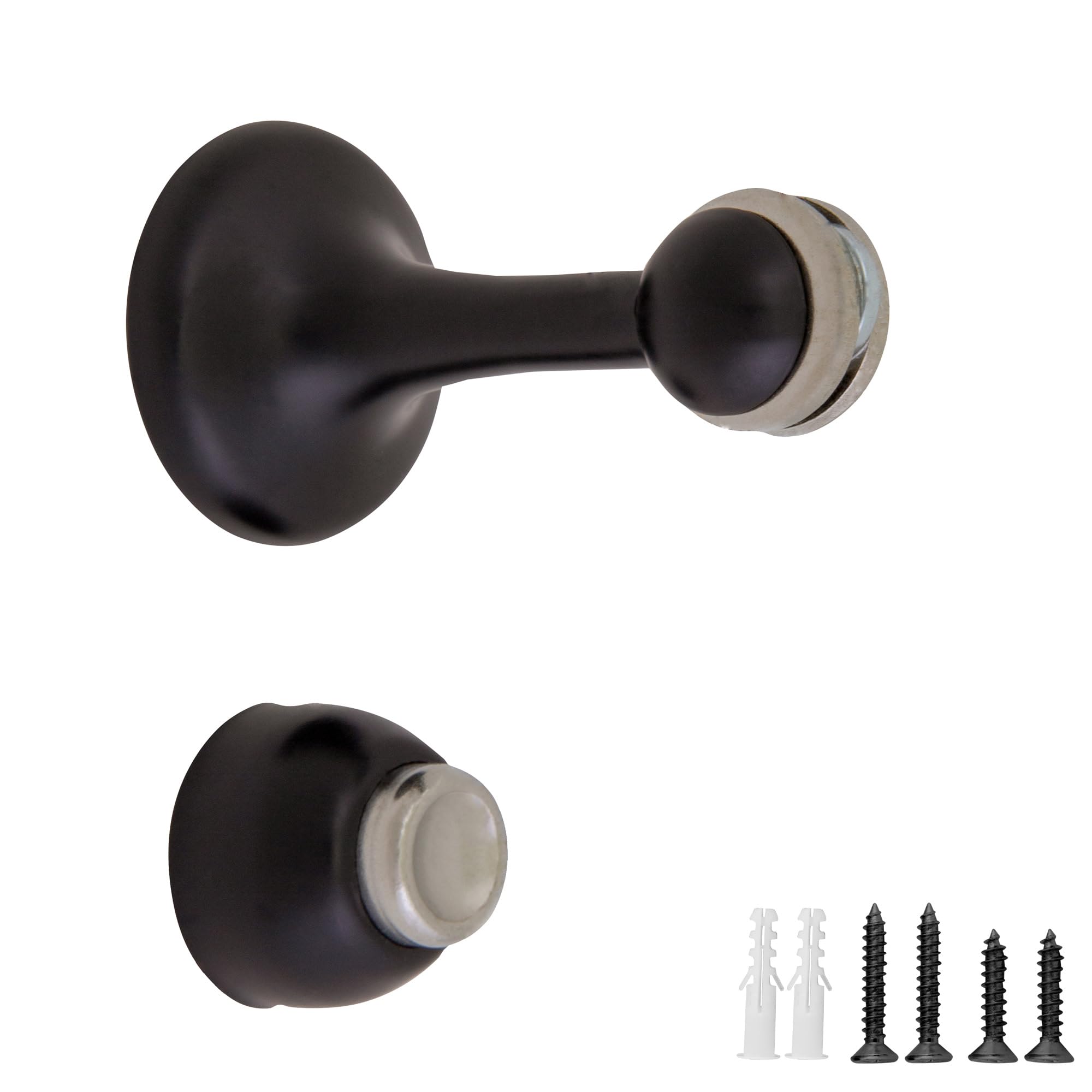 Magnetic Door Stop Wall Protector With Magnetic Tip, Design House Oil Rubbed Bronze Steel Door Stoppers, 4-Pack, 189324-Orb