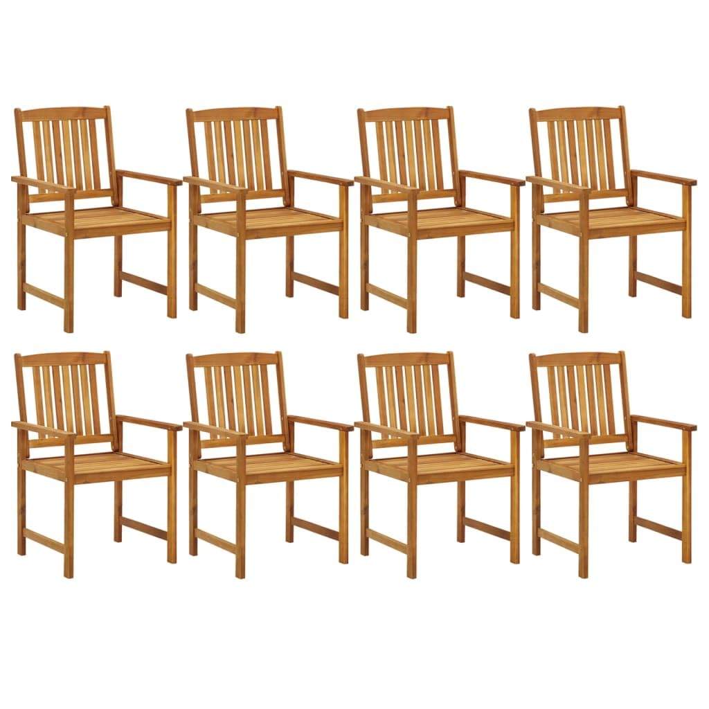 vidaXL 9-Piece Patio Dining Set - Solid Acacia Wood - Spacious and Elegant Design - Features Umbrella Hole - Weather-resistant Chairs