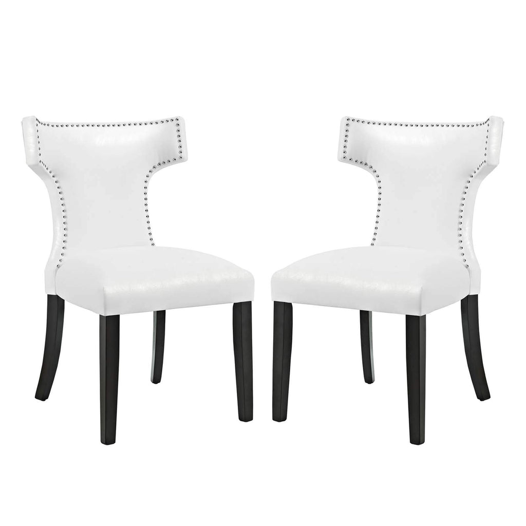 Modway Curve Vinyl Set Of 2, Two Dining Chairs, White