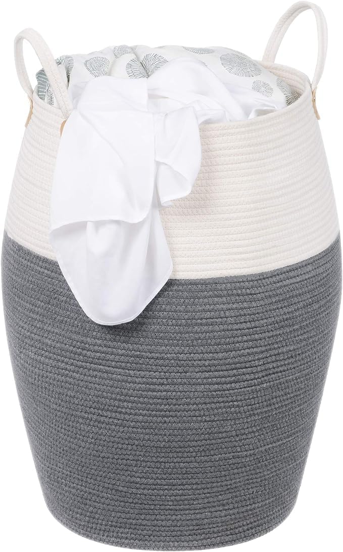 Jukkre Laundry Basket Hamper Foldable Woven Basket With Handle, Used for Toys and Fabric Storage Basket Storing Storage box, Dec