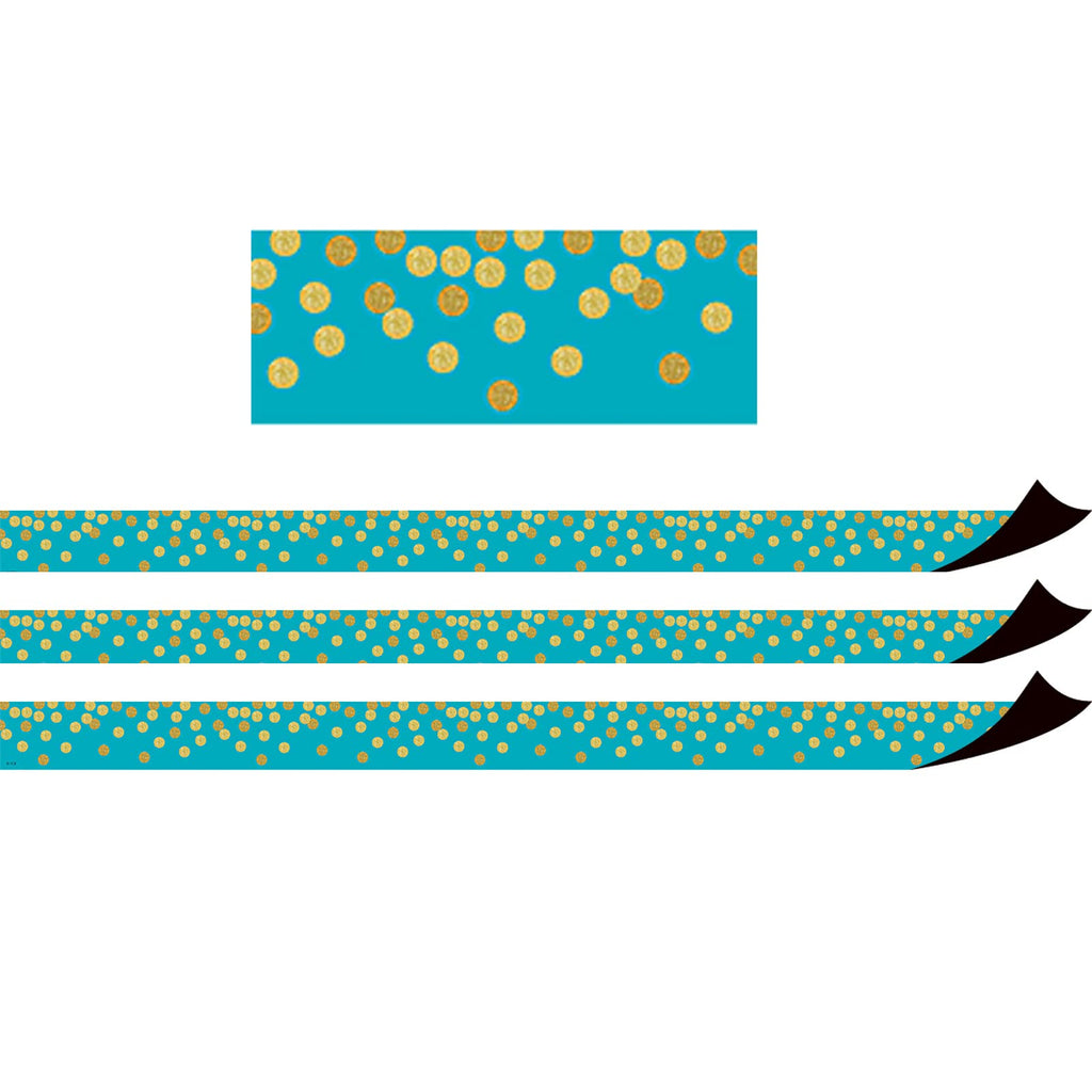 Teal Confetti Magnetic Border, 24 Feet Per Pack, 3 Packs