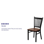 Flash Furniture HERCULES Series Black Vertical Back Metal Restaurant Chair - Cherry Wood Seat