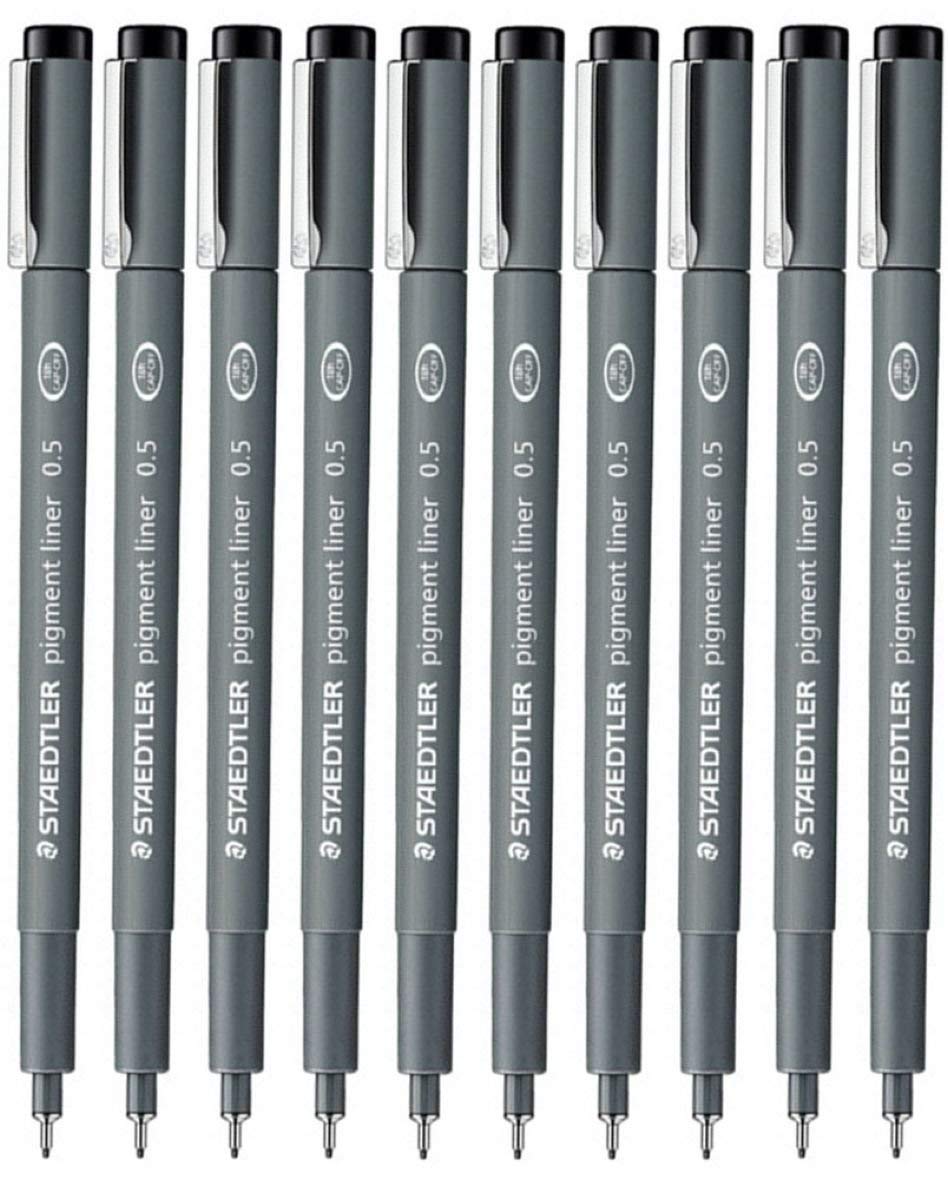 Staedtler Staedtler 0.5 Mm Pigment Liner Fineliner Sketching Drawing Drafting Pens Pack Of 10
