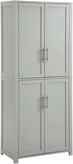 Crosley Furniture Savannah Tall Pantry Storage Cabinet with Shelves, Kitchen, Dining, or Laundry Room, Gray