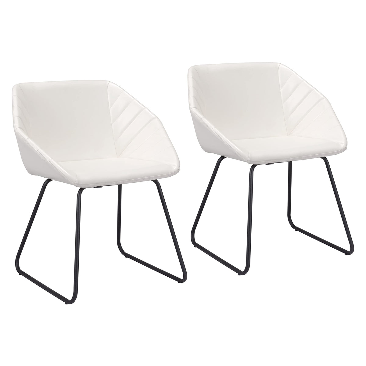 Zuo Modern - Miguel Dining Chair (Set of 2) White - Modern - Seating - Steel, Plywood, Foam, 100% Polyurethane - Indoor - 31.1in Height