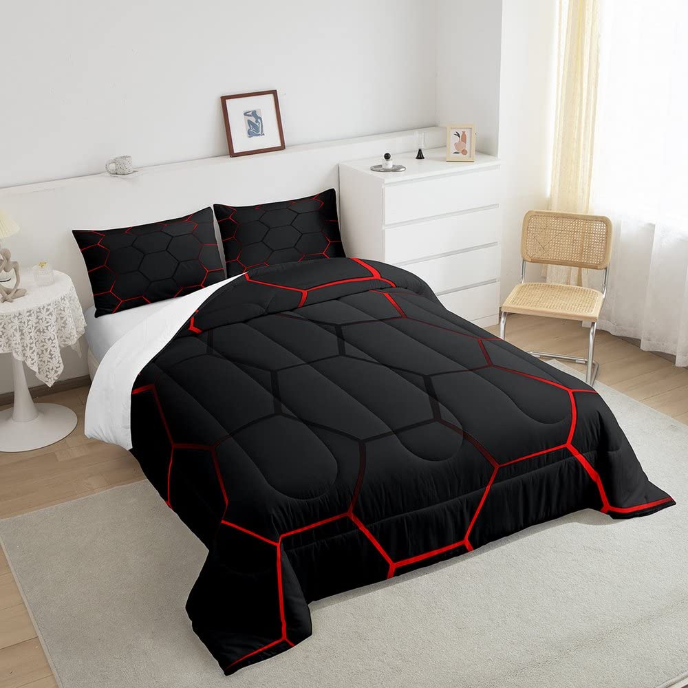 Honeycomb Bedding Set Honeycomb Modern Geometry Hexagon Theme Comforter Set For Kids Boys Children Geometrical Comforter Ultra S