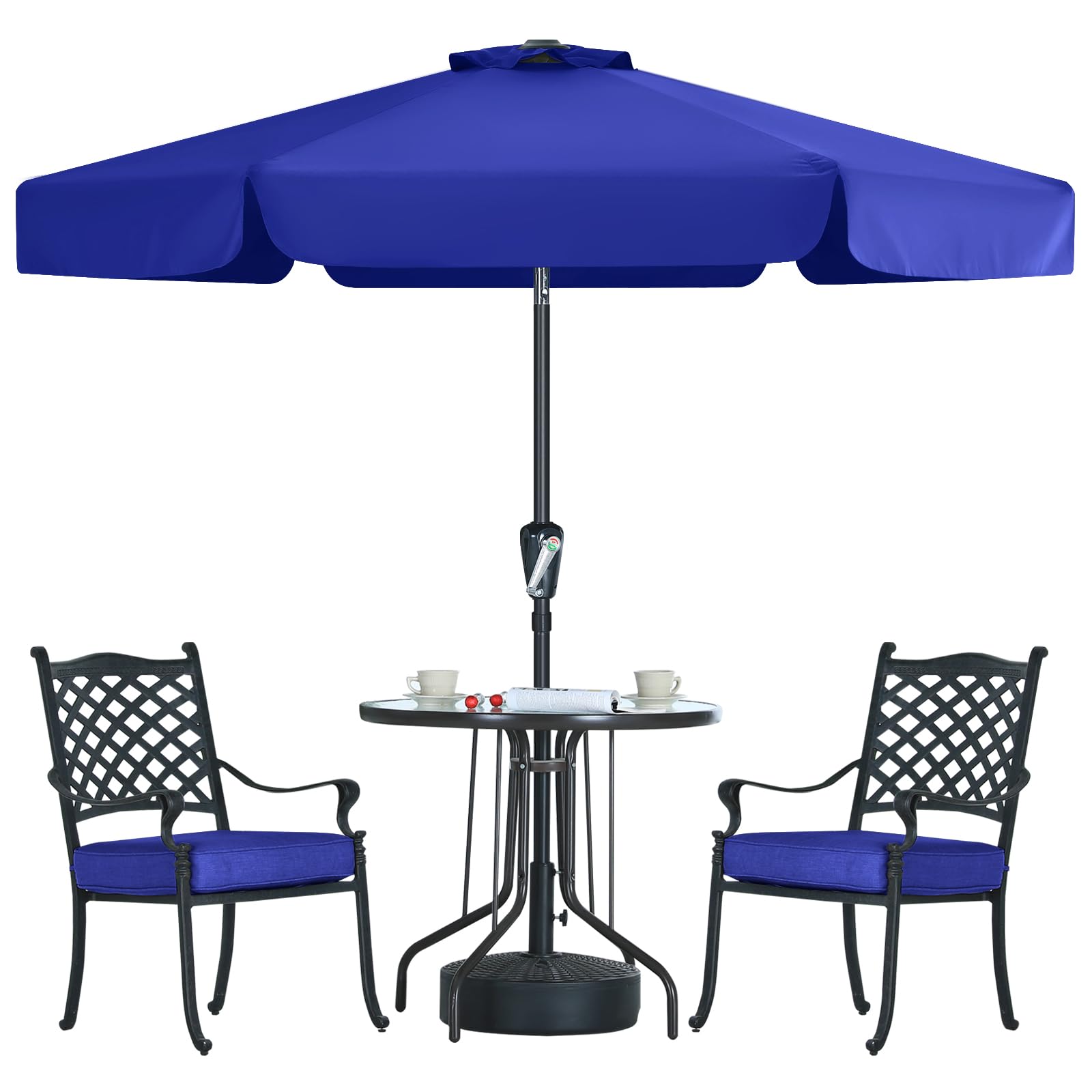Mastercanopy Valance Patio Umbrella For Outdoor Table Market (7.5Ft, Blue)