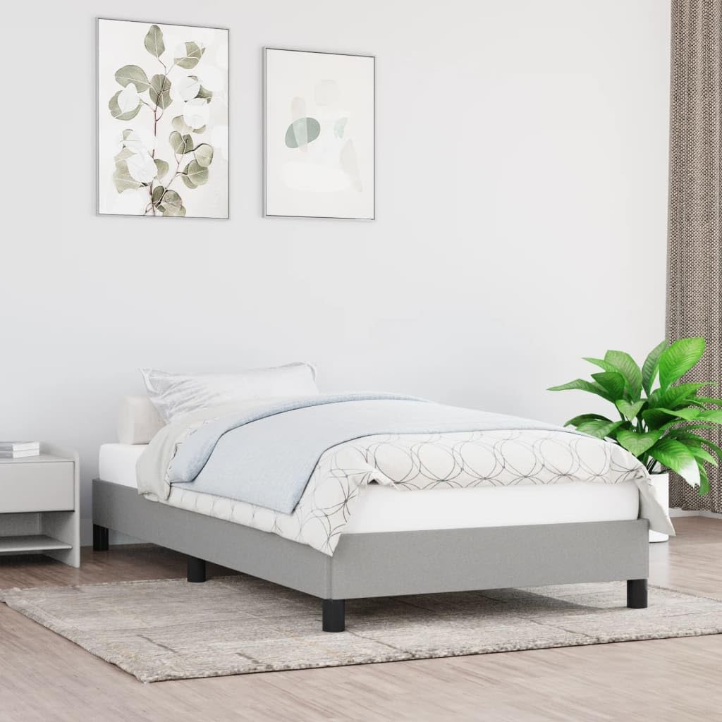 Vidaxl Modern Twin Bed Frame – Durable Plywood And Engineered Wood Construction – Comfortable Fabric Bed Frame – Light Gray, Suitable For 39.4&quot;X74.8&quot; Mattress