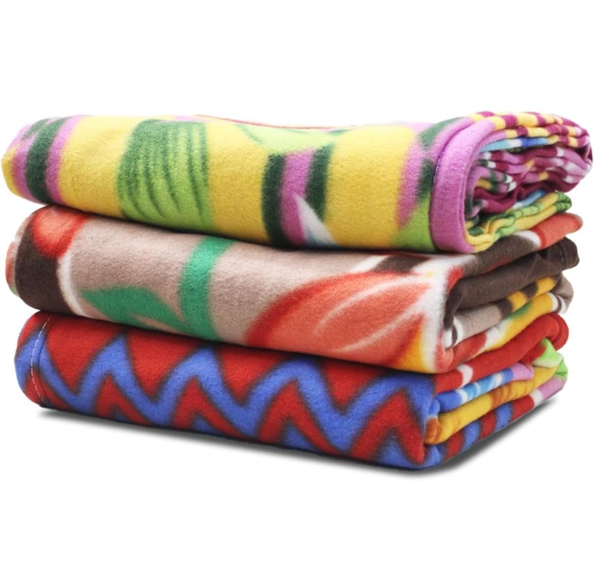 ALCITIC HOME Floral Printed Polar Fleece D/B Blanket Pack of 3 Multicolor. (Double Bed Skin Friendly)