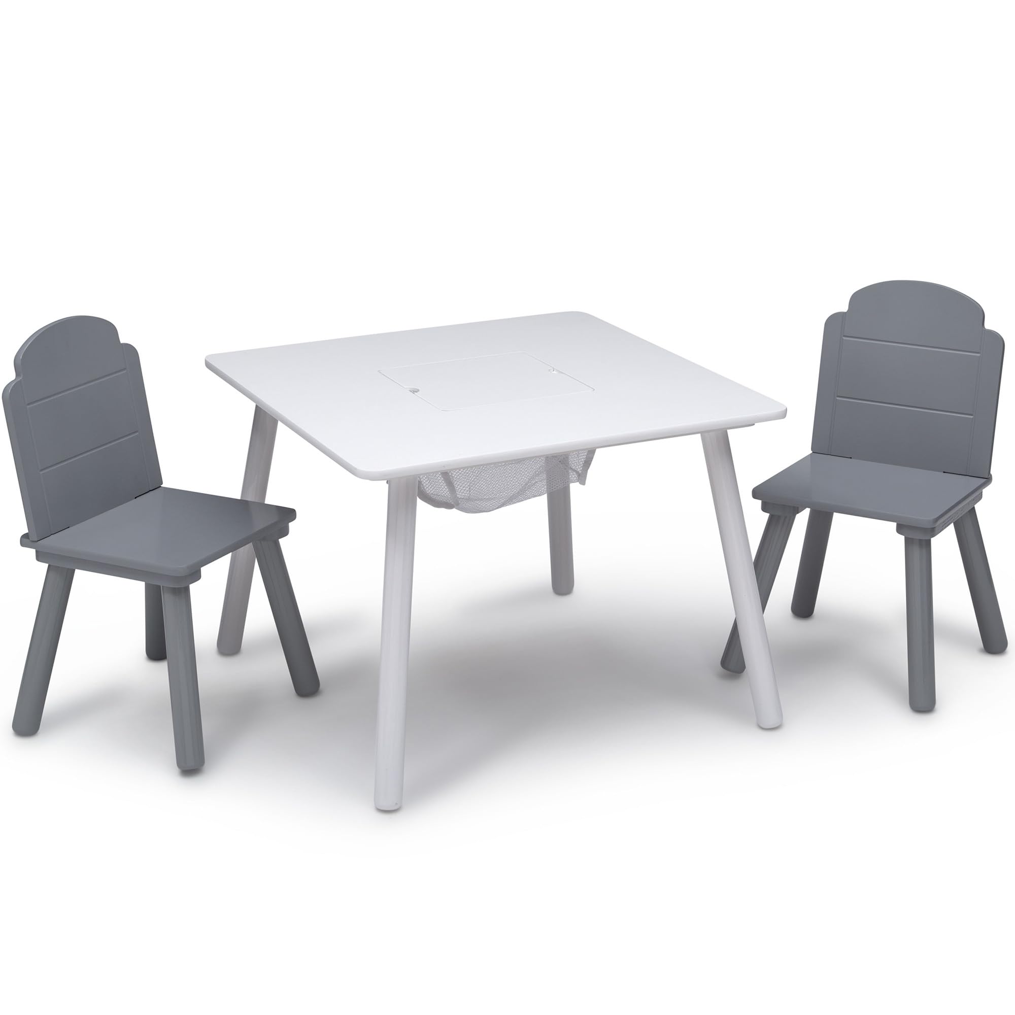 Delta Children Finn Table And Chair Set With Storage, White/Grey