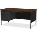 Lorell Single Left Pedestal Desk, 66 by 30 by 29-1/2-Inch, Black Walnut