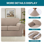 Turquoize 3 Piece Sofa Covers For 2 Cushion Couch Sofa Slipcover Soft Couch Cover For Dogs-Washable Sofa Furniture Covers With 2 Individual Cushion Covers, Thick Jacquard Fabric (Loveseat, Sand)