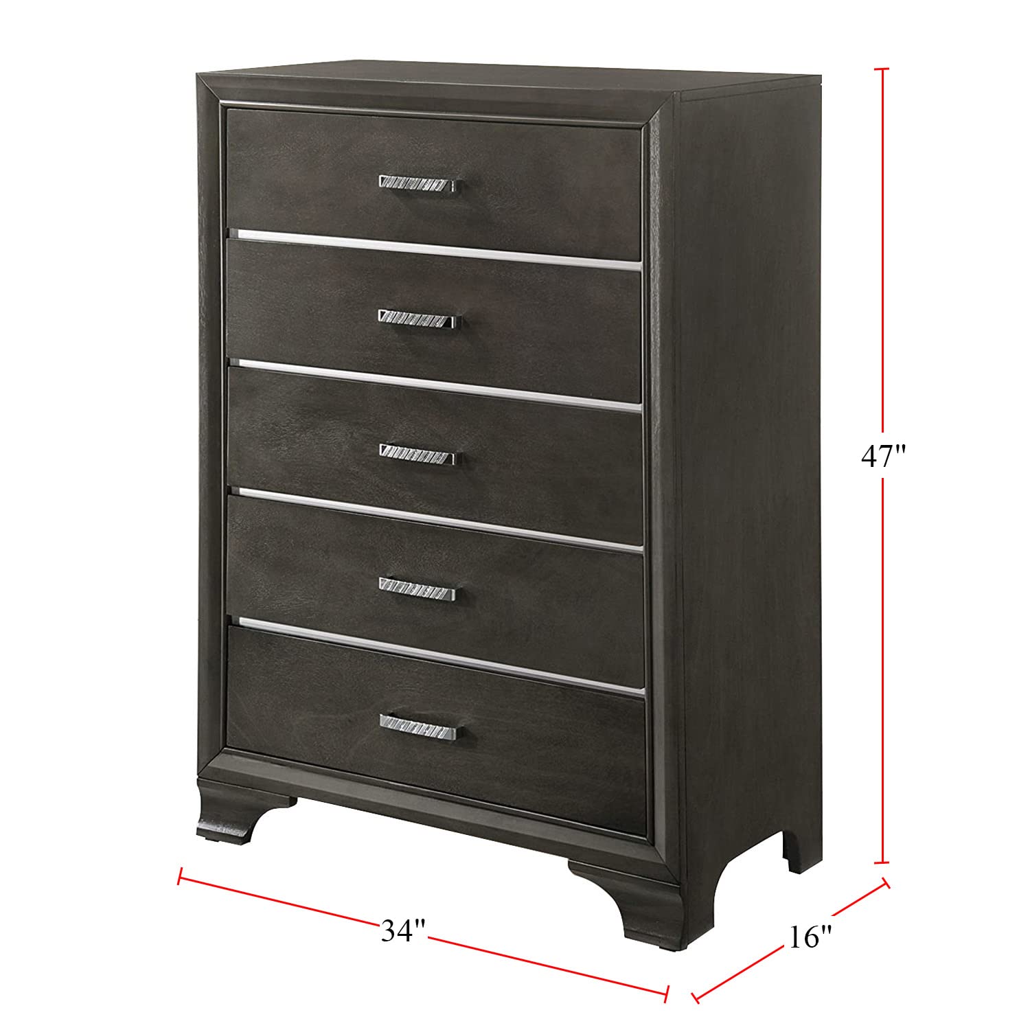 Acme Carine 5 Drawer Wooden Chest in Gray