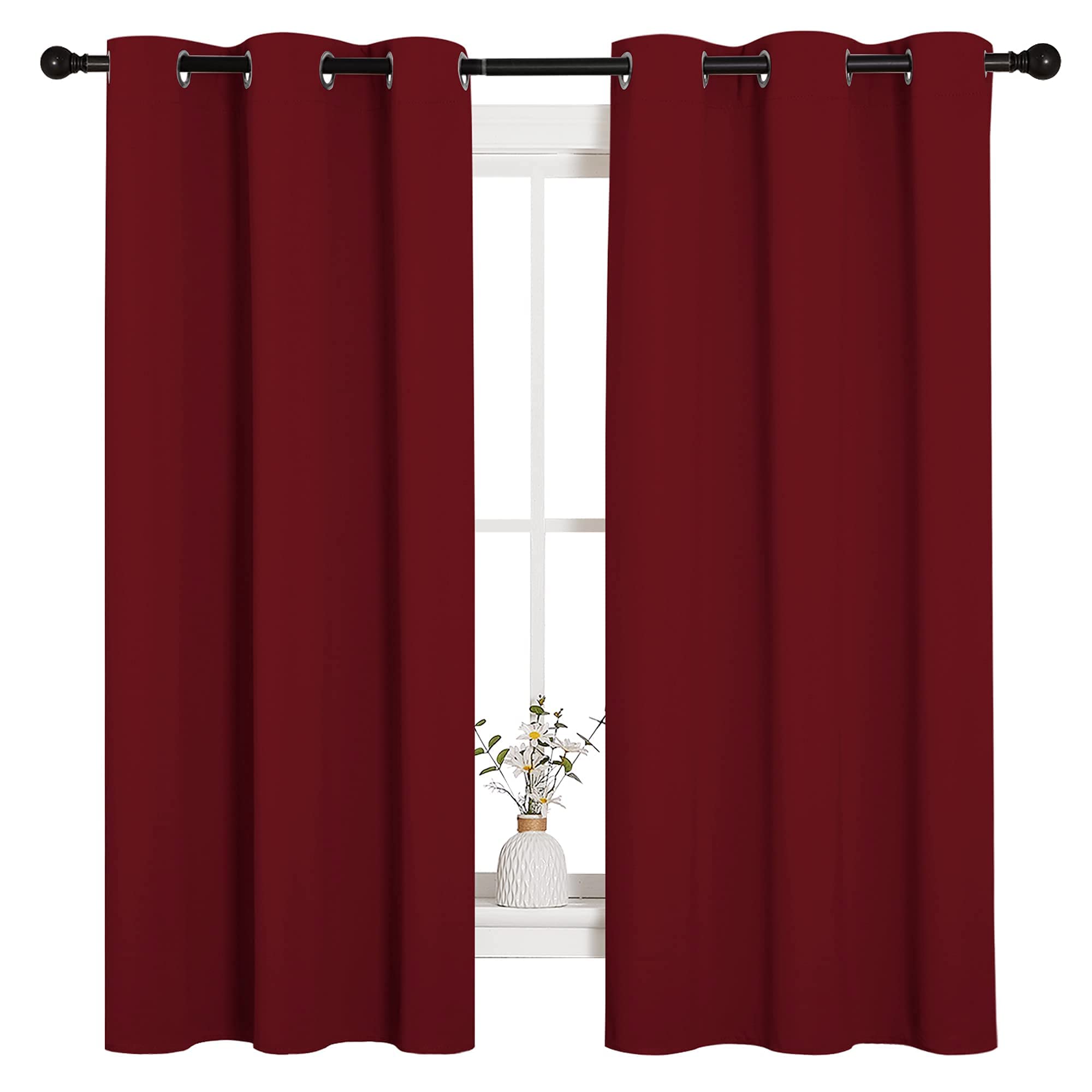 Nicetown Holiday Christmas Decor Thermal Insulated Solid Grommet Blackout Curtains/Drapes For Living Room (1 Pair, 42 By 63 Inch