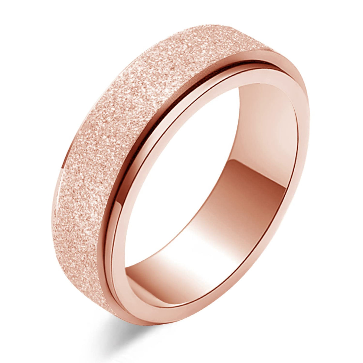 Rose Gold Spinner Ring For Anxiety - 6Mm Stainless Steel Anxiety Ring For Women Girls Band Anxiety Relief Womens Spinner Ring Fi