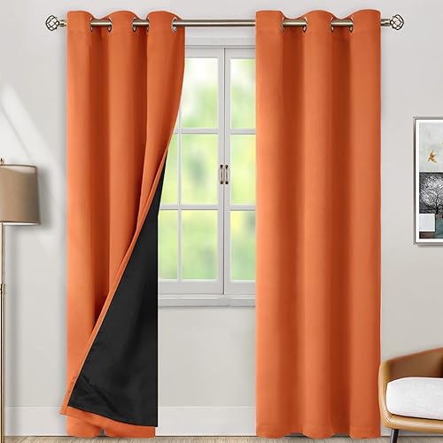 Bgment Thermal Insulated 100% Blackout Curtains 84 Inch Length 2 Panels, Total Light Blocking Curtains For Bedroom, Grommet Wind